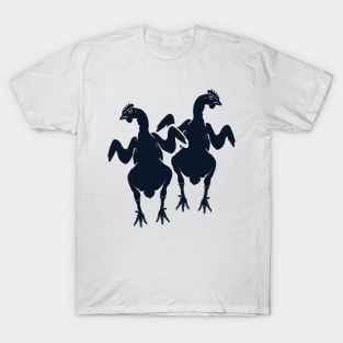 monochrome silhouette illustration of hens T-Shirt